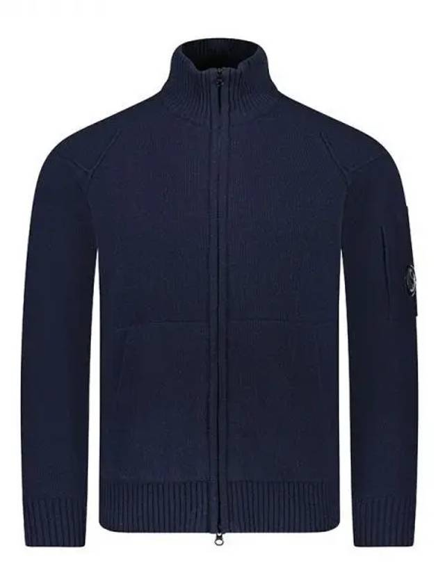 Lambswool GRS Zipped Cardigan Navy - CP COMPANY - BALAAN 2