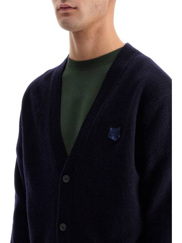 Bold Fox Head Patch Regular Lambswool Cardigan Navy - MAISON KITSUNE - BALAAN 5