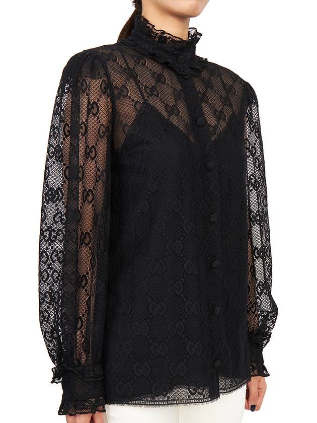 Women's GG Lace Blouse Black - GUCCI - BALAAN 4