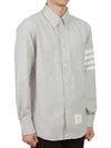 Men's Diagonal Solid Flannel Long Sleeve Shirt Grey - THOM BROWNE - BALAAN 6