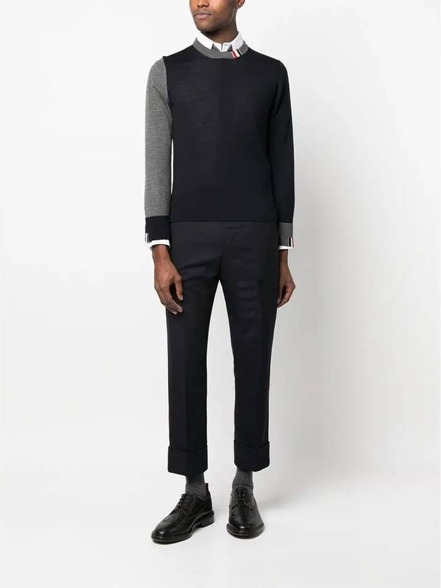 Diagonal Plain Weave Classic Wool Slacks Navy - THOM BROWNE - BALAAN 4