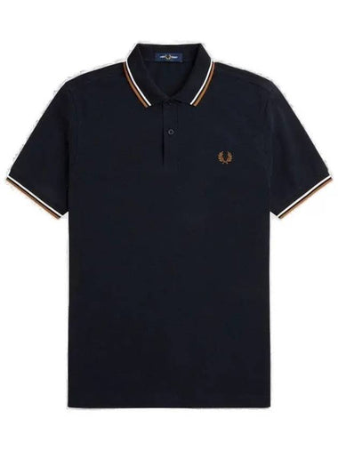 Twin Tip Logo Short Sleeve Polo Shirt Navy - FRED PERRY - BALAAN 1