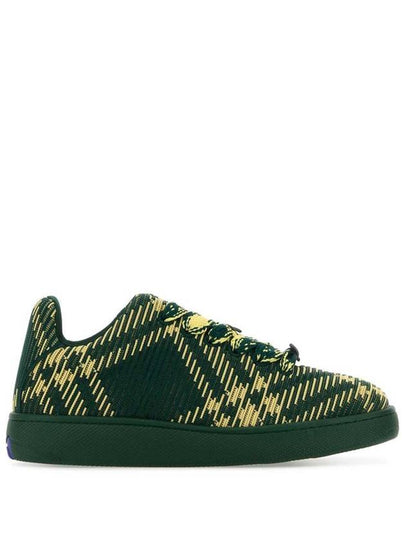 Check Square Toe Low Top Sneakers Green - BURBERRY - BALAAN 2