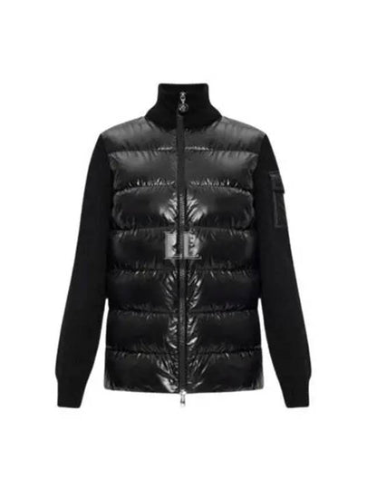 Padded Wool Cardigan Black - MONCLER - BALAAN 2