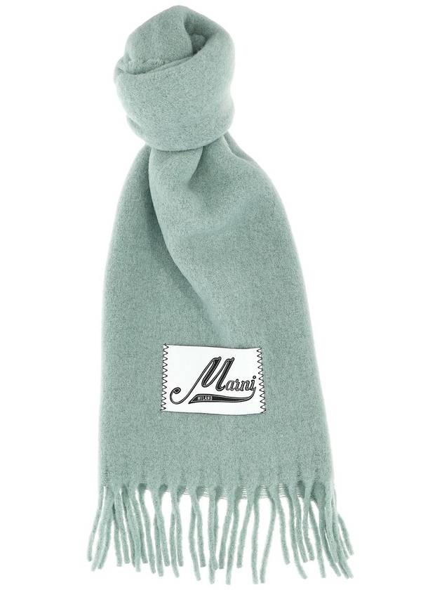 Logo Patch Knit Alpaca Muffler Green - MARNI - BALAAN 2