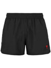 Men's Small Heart Logo Swim Shorts Black - AMI - BALAAN 3