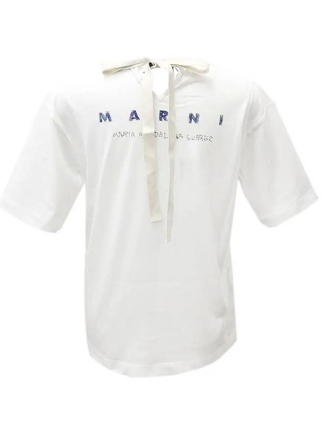 La Rosa Print Eco Jersey Short Sleeve T-Shirt Lily White - MARNI - BALAAN 4