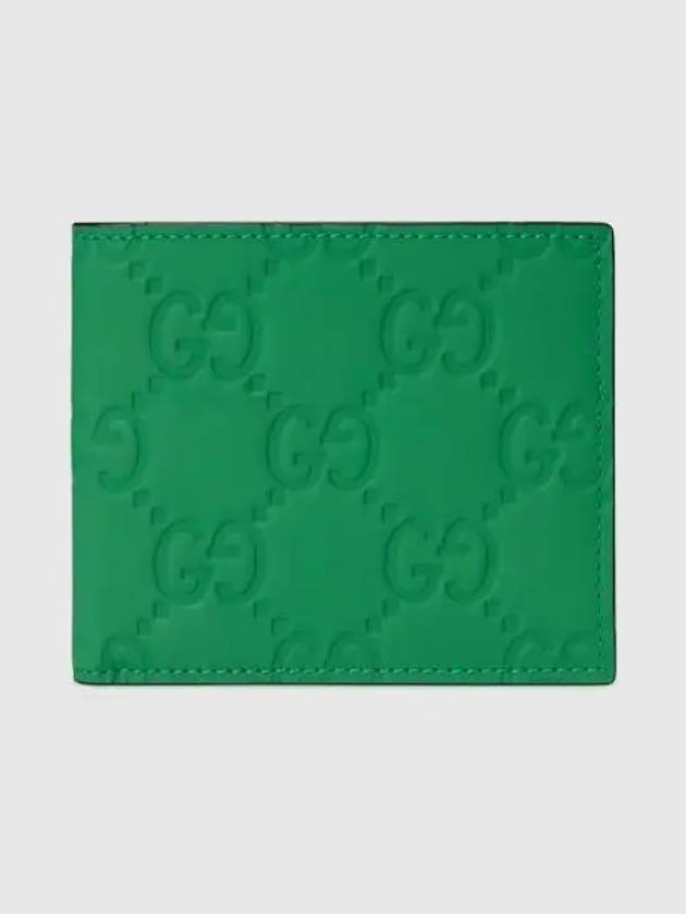 GG Rubber Effect Bifold Leather Half Wallet Green - GUCCI - BALAAN 2