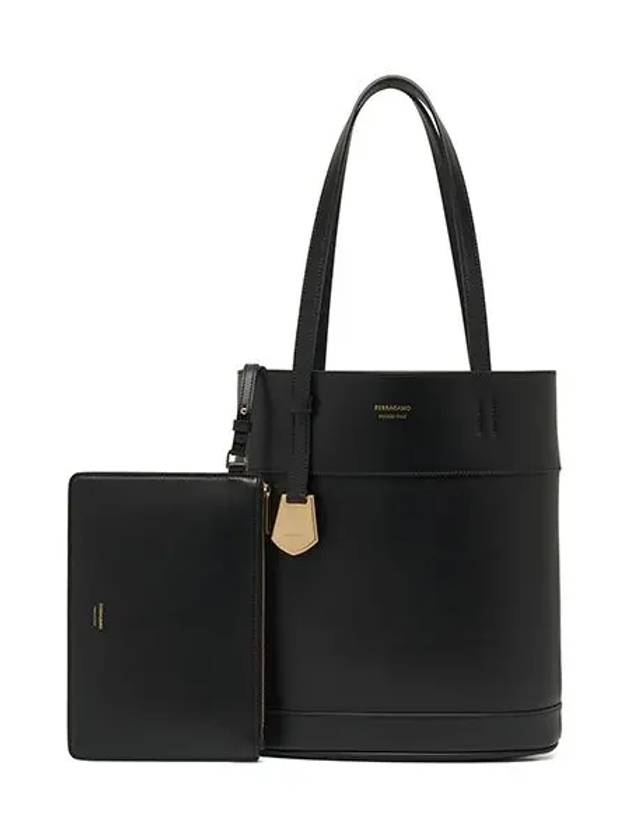 North South Charming Small Tote Bag Black - SALVATORE FERRAGAMO - BALAAN 6