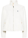 Logo High Neck Cotton Canvas Zip-up Jacket White - POLO RALPH LAUREN - BALAAN 1