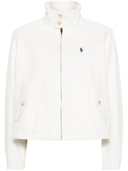 Logo High Neck Cotton Canvas Zip-up Jacket White - POLO RALPH LAUREN - BALAAN 1