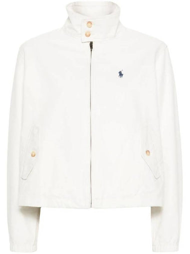 Logo High Neck Cotton Canvas Zip-up Jacket White - POLO RALPH LAUREN - BALAAN 1