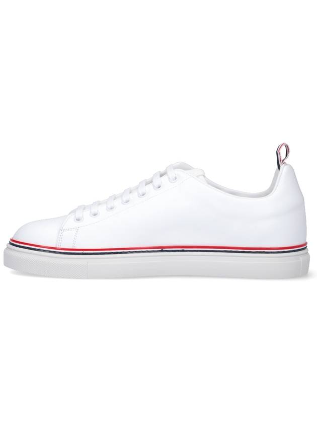 Tennis Vitello Calf Leather Low Top Sneakers White - THOM BROWNE - BALAAN 4