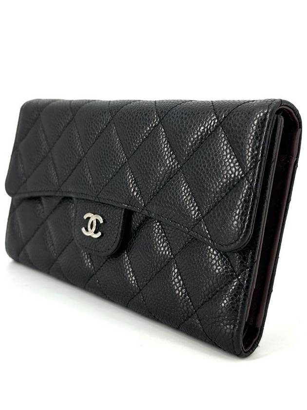 Classic caviar silver flap long wallet - CHANEL - BALAAN 3