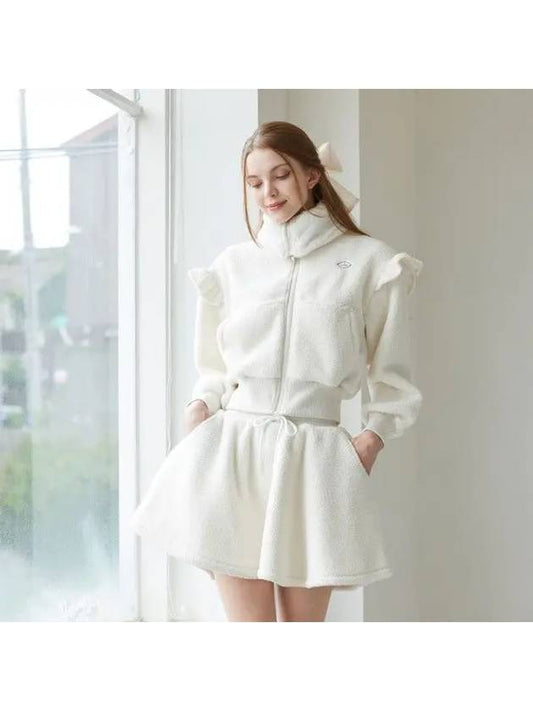 Golf Wear Fleece Frill Zip-up Set Ivory - J JANE - BALAAN 1