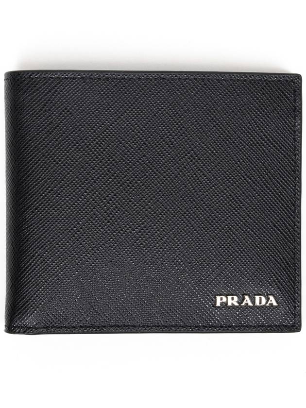 Saffiano Leather Half Wallet Nero - PRADA - BALAAN 2