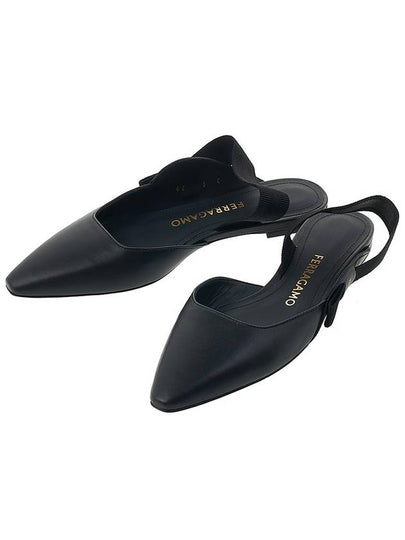 Leather Slingback Flat Black - SALVATORE FERRAGAMO - BALAAN 2