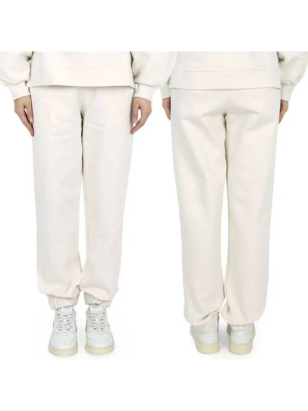 Side Logo Cotton Jogger Track Pants White - GANNI - BALAAN.