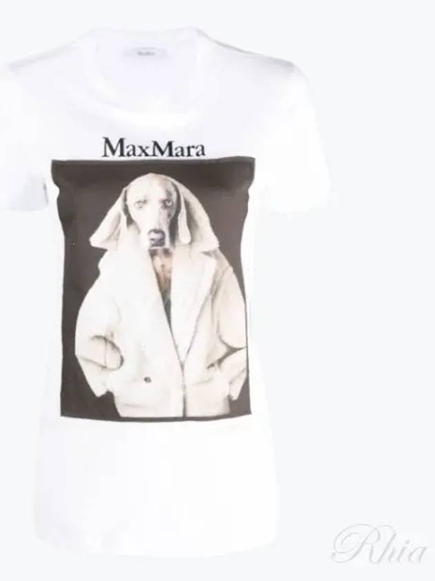 Print Cotton Short Sleeve T-Shirt White - MAX MARA - BALAAN 2