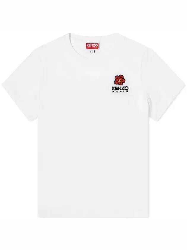 Boke Flower Logo Embroidery Short Sleeve T Shirt White - KENZO - BALAAN 1