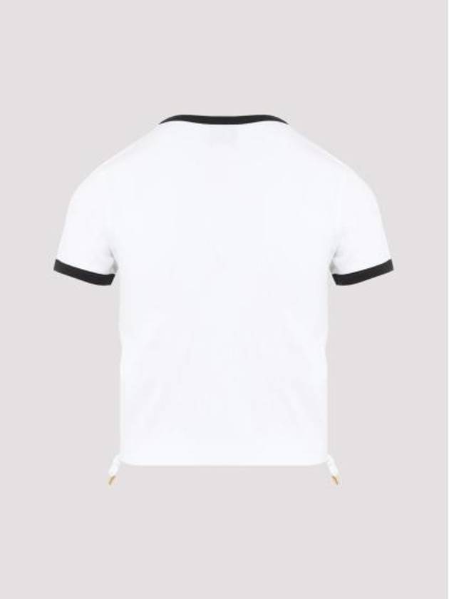 Cut-Out Ribbed Organic Cotton Short Sleeve T-Shirt White - PATOU - BALAAN 3