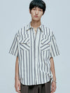 RTR Striped Western Short Sleeve Shirt Ivory - KND - BALAAN 9