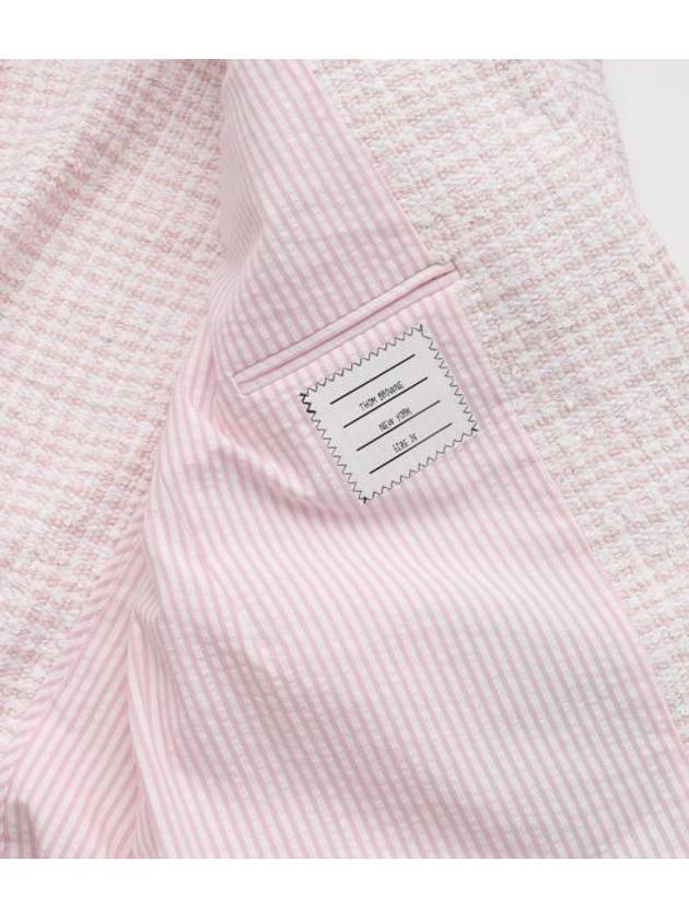 Hop Sack Check Tweed Crop Jacket Pink - THOM BROWNE - BALAAN 5