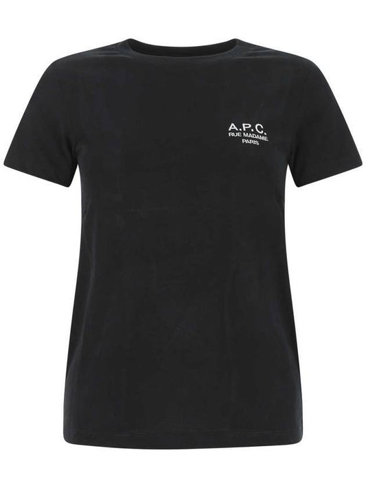 Denise Embroidered Short Sleeve T-shirt Black - A.P.C. - BALAAN 1