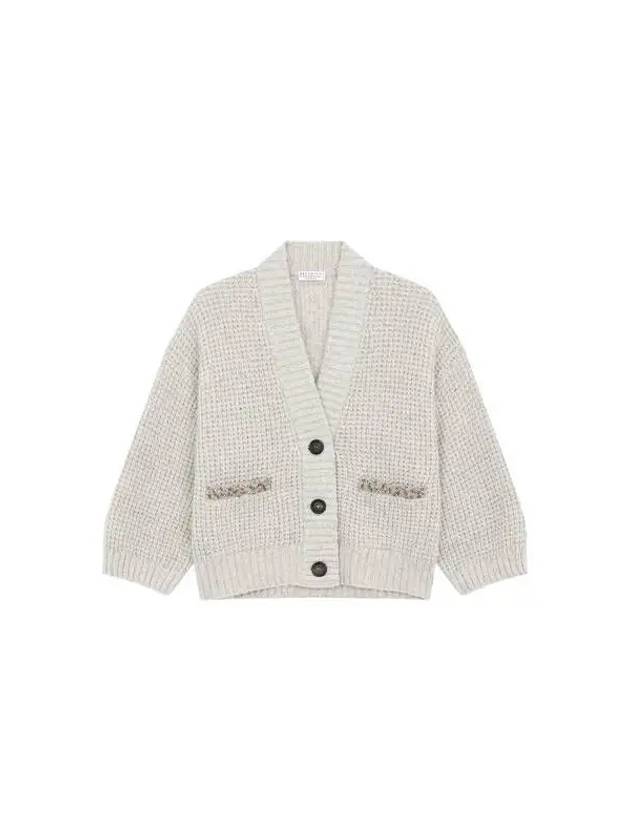 Women s Bead Pocket Cash Wool Crop Cardigan Melange Beige 271668 - BRUNELLO CUCINELLI - BALAAN 1