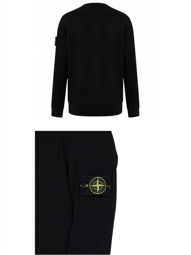 Regular Fit Crew Neck Wool Knit Top Black - STONE ISLAND - BALAAN 7