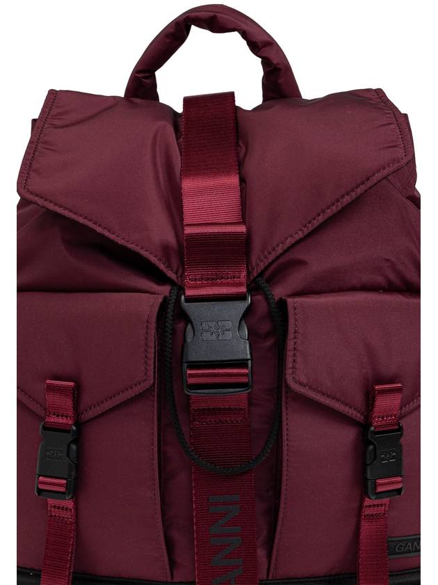 Ganni Backpack With Logo, Women's, Burgundy - GANNI - BALAAN 6