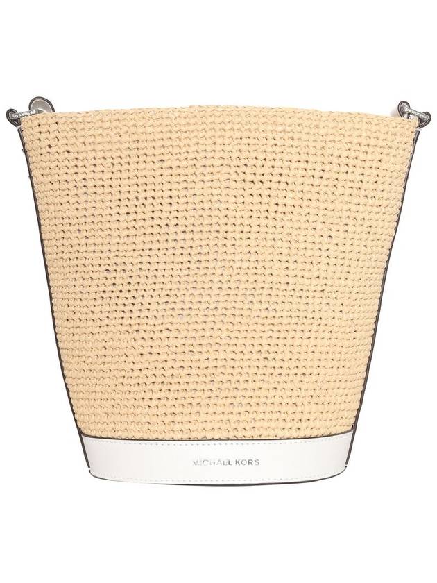 Townsend Medium Straw Bucket Cross Bag White Beige - MICHAEL KORS - BALAAN 2