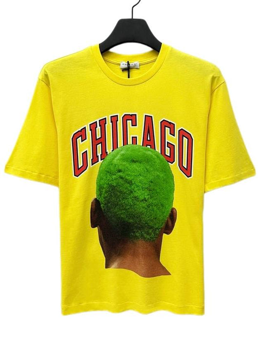 Chicago Graphic Printed Crew Neck Short Sleeve TShirt Yellow - IH NOM UH NIT - BALAAN 2