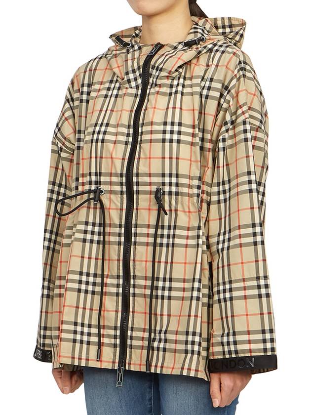 Women's Back-tone Check Zip-up Hooded Jacket Beige - BURBERRY - BALAAN 6