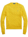 Embroidered Logo Pony Cable Knit Top Yellow - POLO RALPH LAUREN - BALAAN 2