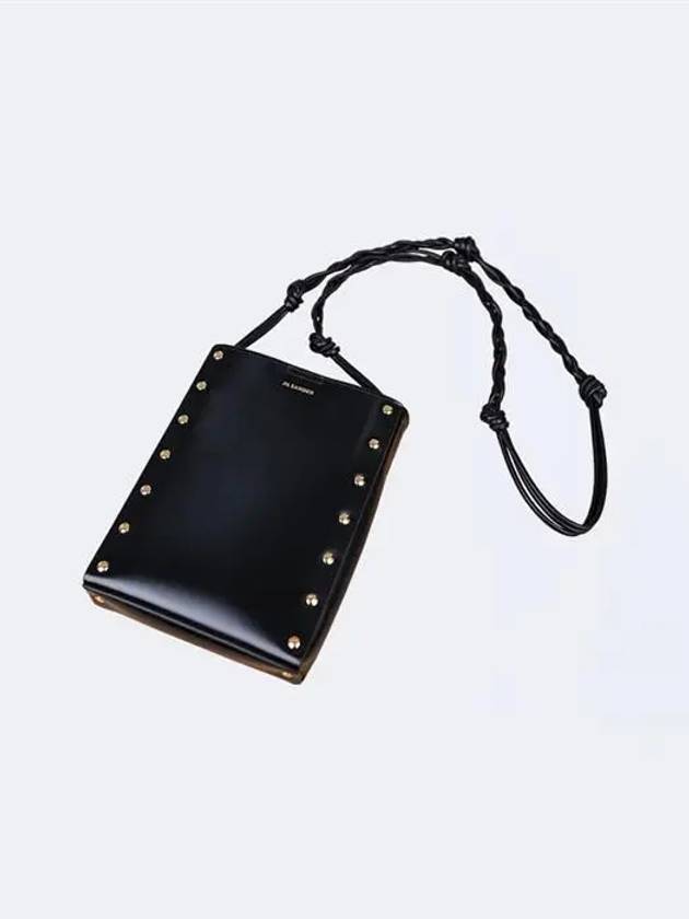 Rivet Detail Small Tangle Leather Cross Bag Black - JIL SANDER - BALAAN 4