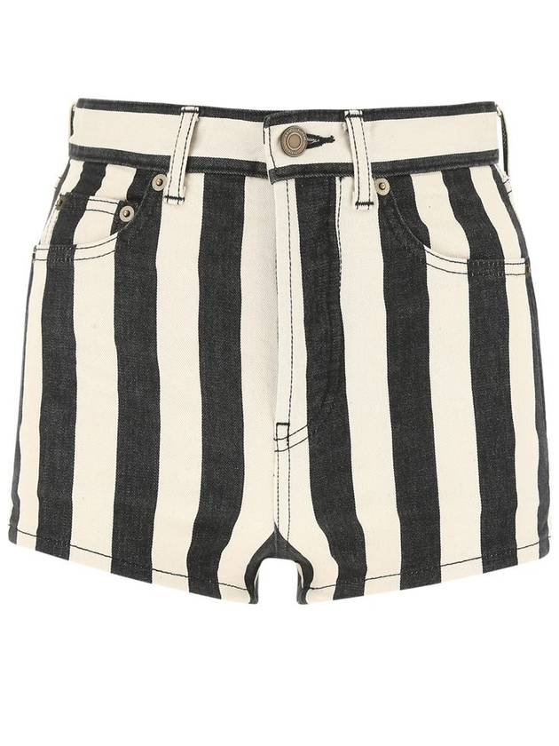 Striped High Waist Shorts - SAINT LAURENT - BALAAN 2