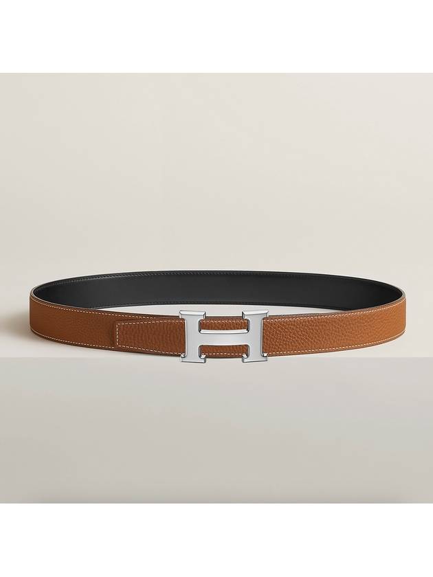 H Buckle Reversible 32mm Leather Belt Noir Gold - HERMES - BALAAN 3