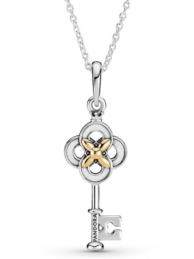 two-tone key flower necklace silver - PANDORA - BALAAN 2