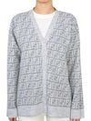 Women's FF Motif V-Neck Cardigan Grey - FENDI - BALAAN 1