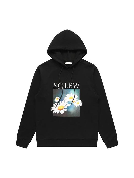 Flower Graphic Hoodie Black - SOLEW - BALAAN 2