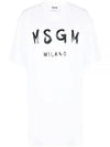 Milano Brushed Logo Short Sleeve Short Dress White - MSGM - BALAAN 2