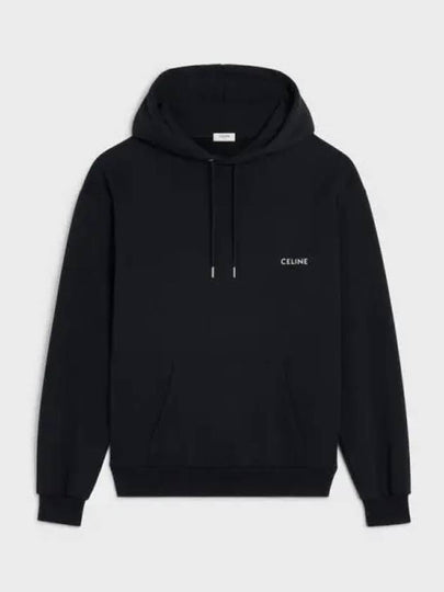 Logo-Print Cotton Fleece Hoodie Black - CELINE - BALAAN 2