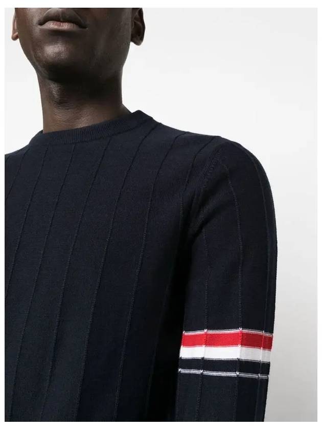 Wool Relaxed Pullover Knit Top Navy - THOM BROWNE - BALAAN 4