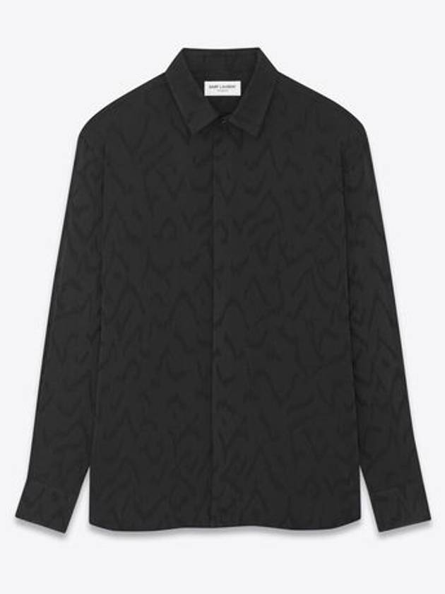 Art Print Satin Long Sleeve Shirt Black - SAINT LAURENT - BALAAN 2