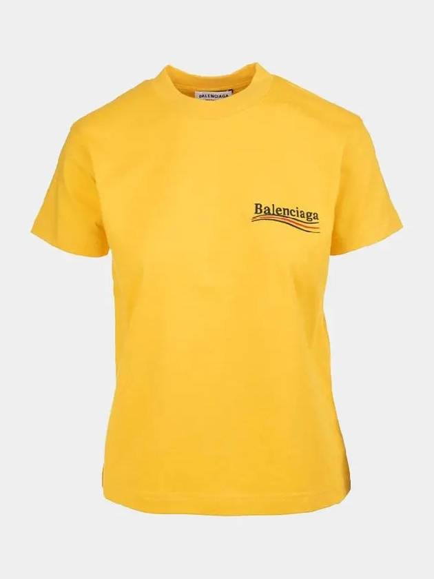 Wave Logo Slim Fit Short Sleeve T-Shirt Yellow - BALENCIAGA - BALAAN 2