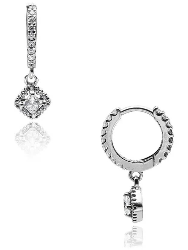 Square Sparkle Hoop Earrings Silver - PANDORA - BALAAN 4