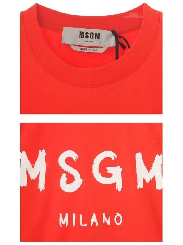 20SS 2841MDA68 207298 10 Paint Logo Milano Round Short Sleeve Dress Orange White Women’s T-shirt TFN - MSGM - BALAAN 6