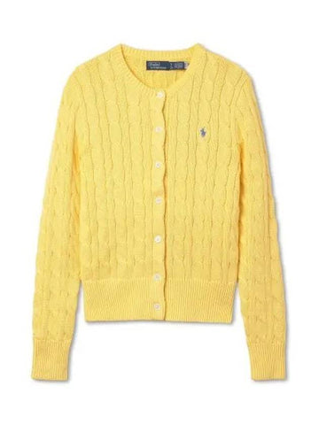 W cable knit cotton crew neck cardigan yellow - POLO RALPH LAUREN - BALAAN 1