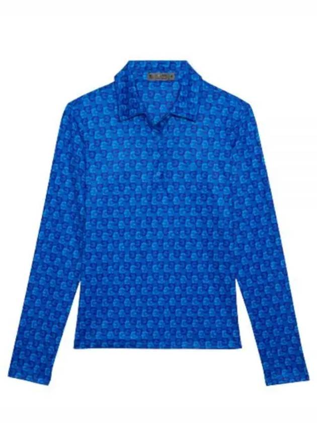 Women's Golf All Over Print Long Sleeve Polo Shirt Blue - G/FORE - BALAAN 2